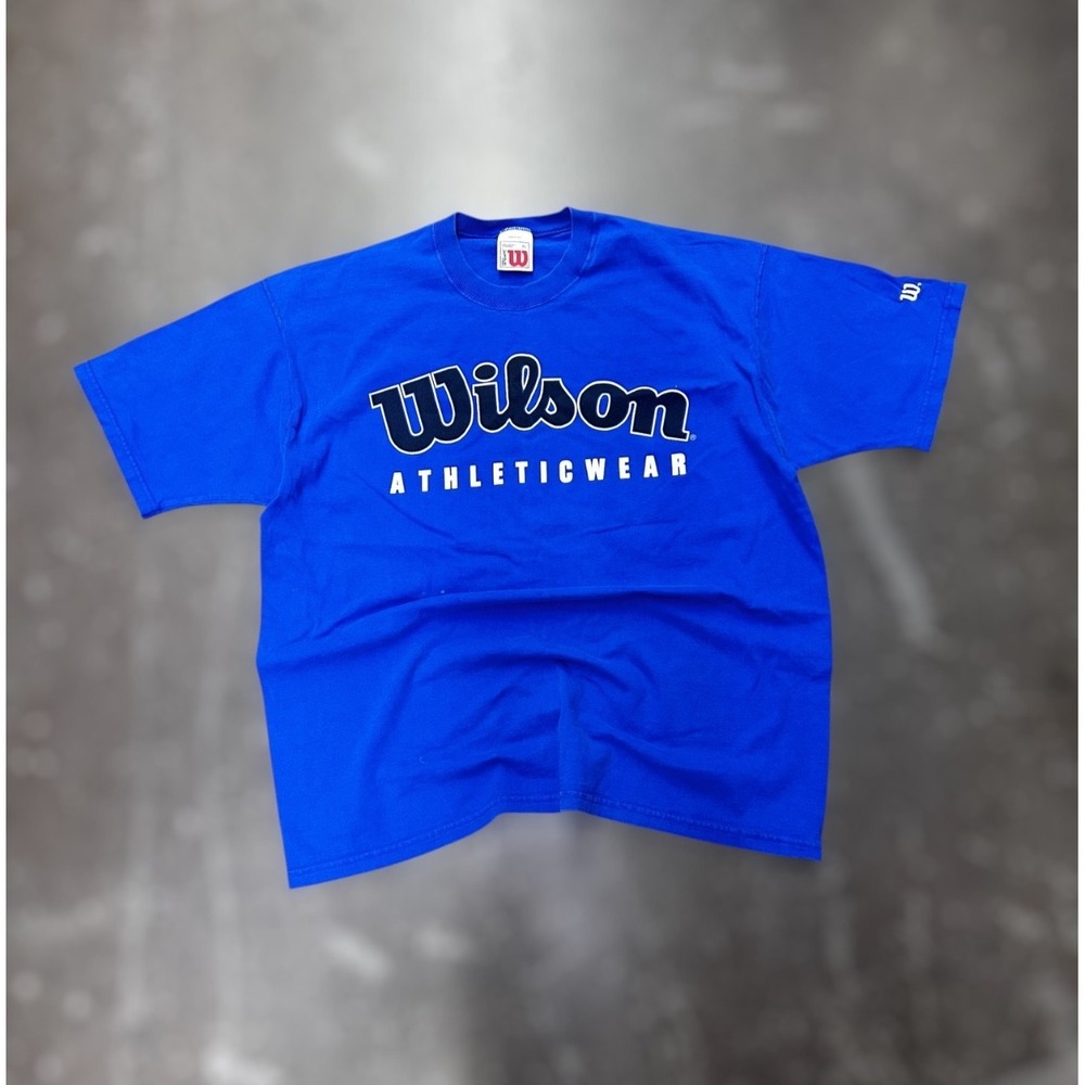 Vintage Wilson Athleticwear T-Shirt Made In USA Blue Single Stitch Men's XL